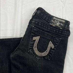True Religion Women's Dark Gray Jeans with Studded Logo